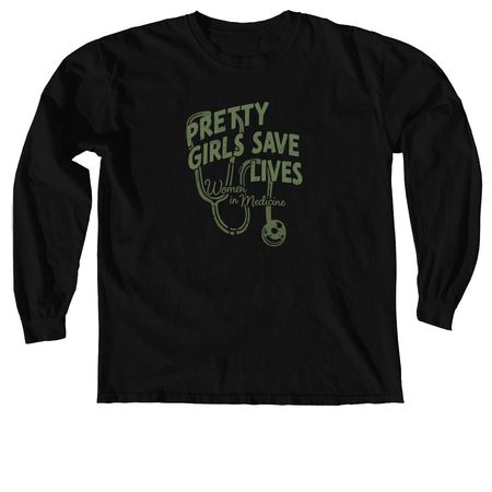 Women in Medicine, a Black Comfort Colors Long Sleeve Tee