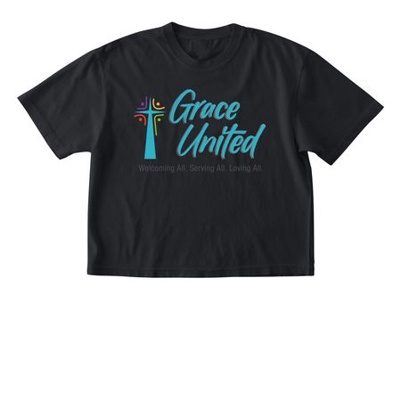 Grace United shirt, a Black Comfort Colors Boxy Tee