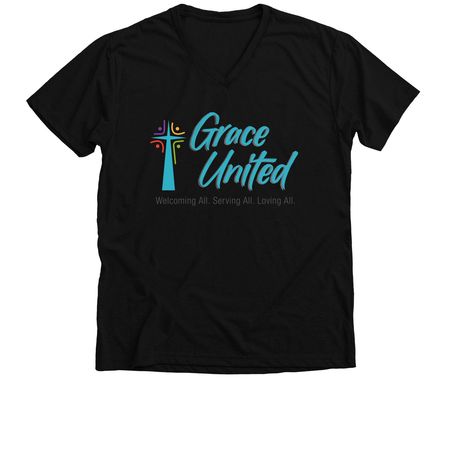 Grace United shirt, a Solid Black Blend Premium V-Neck Tee