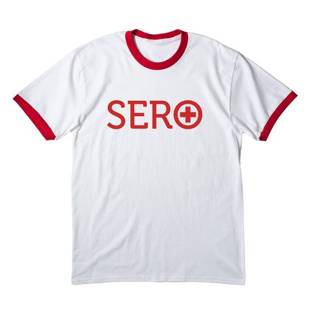 Sero Project Logo Shirt, a White/ Red Cotton Ringer Tee
