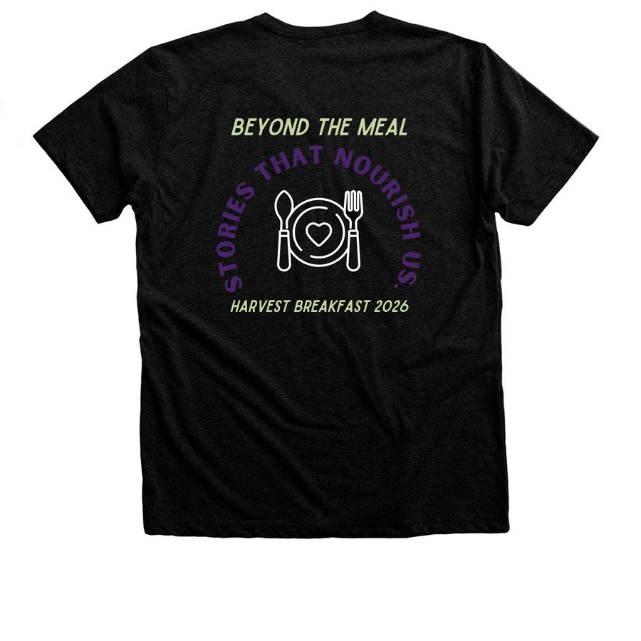 2026 Harvest Breakfast, a Black Heather Premium Unisex Tee (back-view)