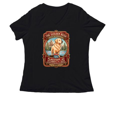 Golden Rush Official T-Shirts, a Black Women's Relaxed V-Neck Tee