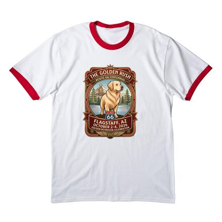 Golden Rush Official T-Shirts, a White/ Red Cotton Ringer Tee