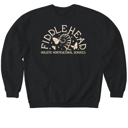 Single Color Half Moon Design, a Black Softstyle Crewneck Sweatshirt