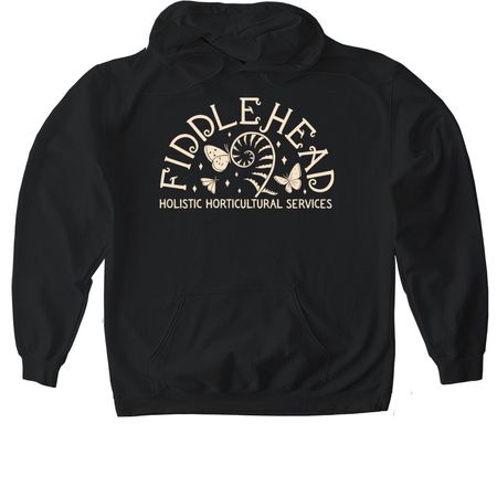 Single Color Half Moon Design, a Black Gildan Softstyle Pullover Hoodie