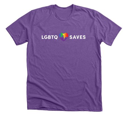 LGBTQ SAVES Adult Tee, a Heather Team Purple Premium Unisex Tee