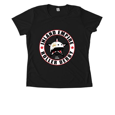 IE Roller Derby Performance Apparel, a Black Women's Performance Tee