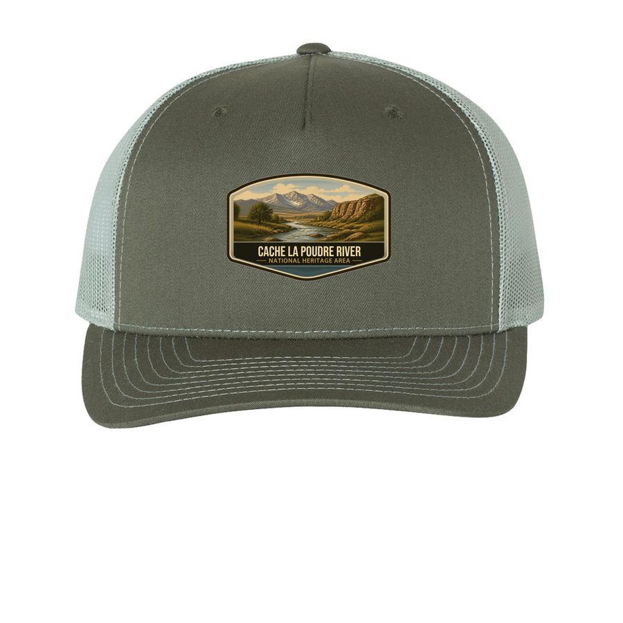 Heritage Area Badge Hat, a Beetle/ Quarry Printed Five-Panel Trucker Cap