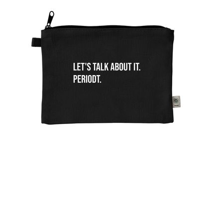 Lets Talk About It Period Pouch, a Black 9"x7" Hemp Blend Pouch