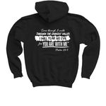 I am not alone- You are with me, a Black Youth Pullover Hoodie (back-view)