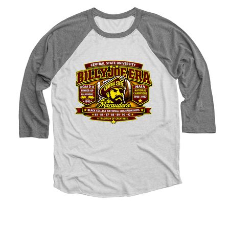 "BILLY JOE ERA, a Premium Heather and Heather White 3/4 Sleeve Baseball Tee