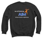 we all belong - reverse color edition, a Black Crewneck Sweatshirt (back-view)