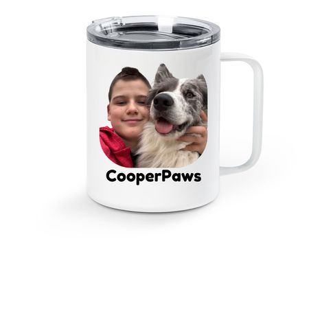 CooperPaws Mug, a White Stainless Steel Travel Mug