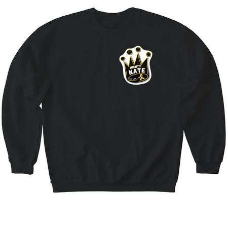 Mighty Nate Sticker Shirt, a Black Softstyle Crewneck Sweatshirt