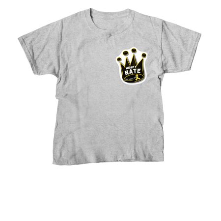 Mighty Nate Sticker Shirt, a Sport Grey Youth Unisex Tee
