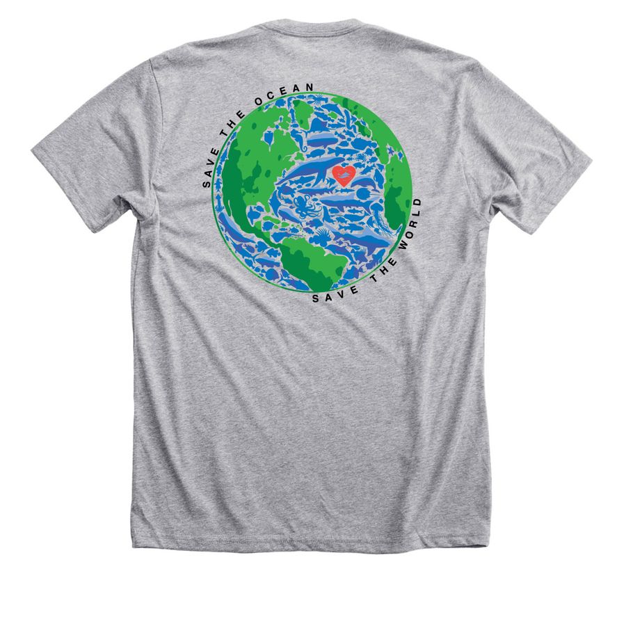 Fabien Cousteau Ocean Learning Center, a Athletic Heather Premium Unisex Tee (back-view)