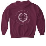 Undergraduate Law Review, a Maroon Gildan Softstyle Pullover Hoodie (back-view)
