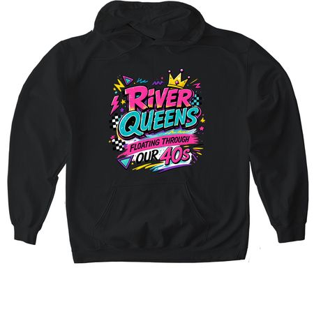 RIVER QUEENS 40'S - Cougar Puberty w/ dates, a Black Gildan Softstyle Pullover Hoodie