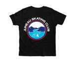 JSC, a Black Heather Premium Youth Tee (back-view)