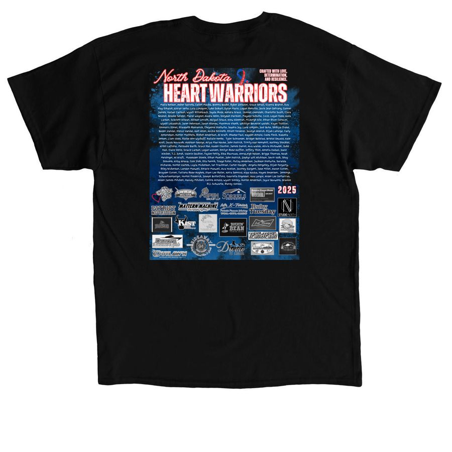 2025 North Dakota Heart Warriors, a Black Classic Unisex Tee (back-view)