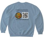 Pollinators Make the World Go ?Round, a Stone Blue Softstyle Crewneck Sweatshirt (back-view)