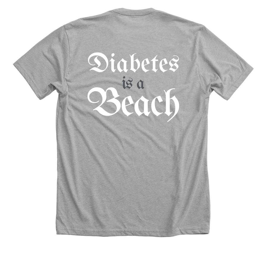 Diabetes is a Beach, a Athletic Heather Premium Unisex Tee (back-view)