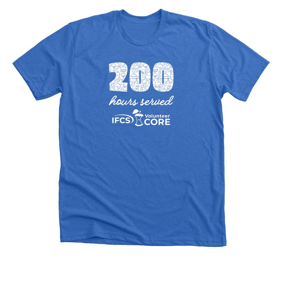 200 Hours - IFCS Volunteer Core, a Heather True Royal Premium Unisex Tee