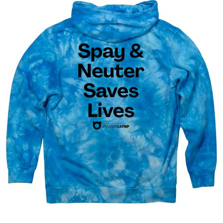 Spay & Neuter Saves Lives in Tie Dye!, a Aqua Blue Tie Dye Pullover Hoodie (back-view)