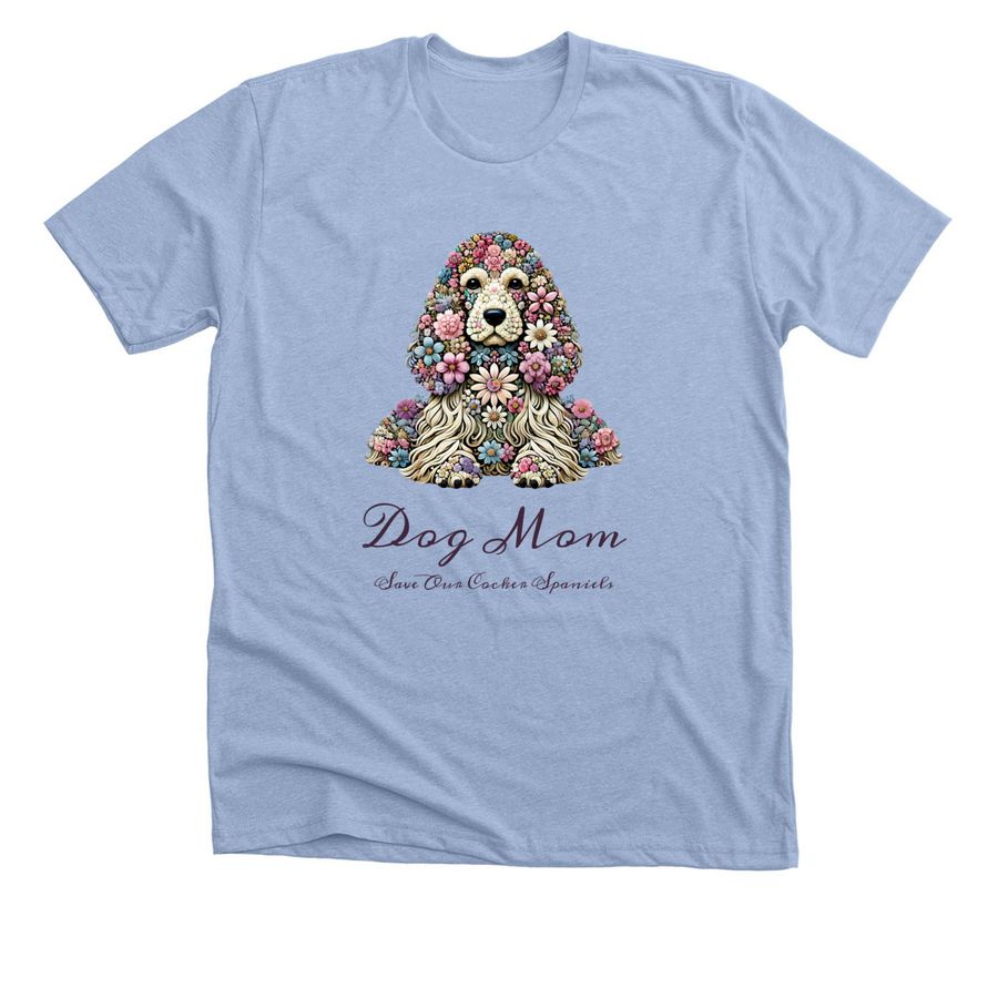 Dog Mom, a Heather Baby Blue Premium Unisex Tee