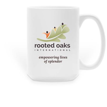 Rooted Oaks Mug, a White Large Coffee Mug