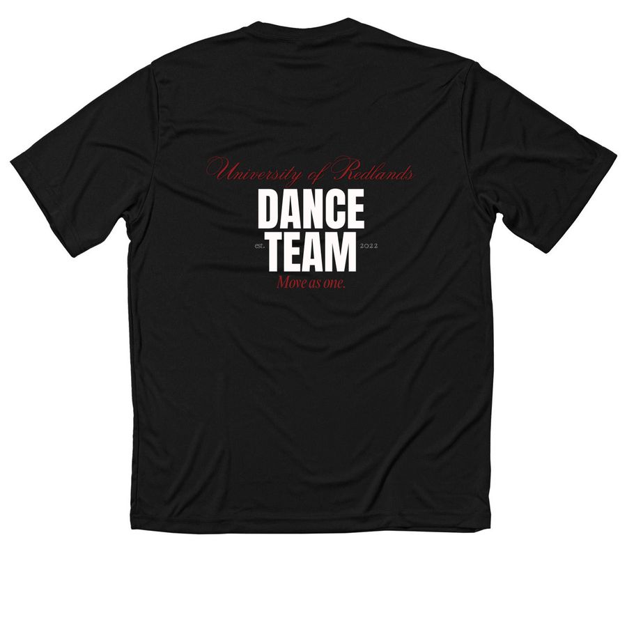 URDT "EST" logo, a Black Classic Performance Tee (back-view)