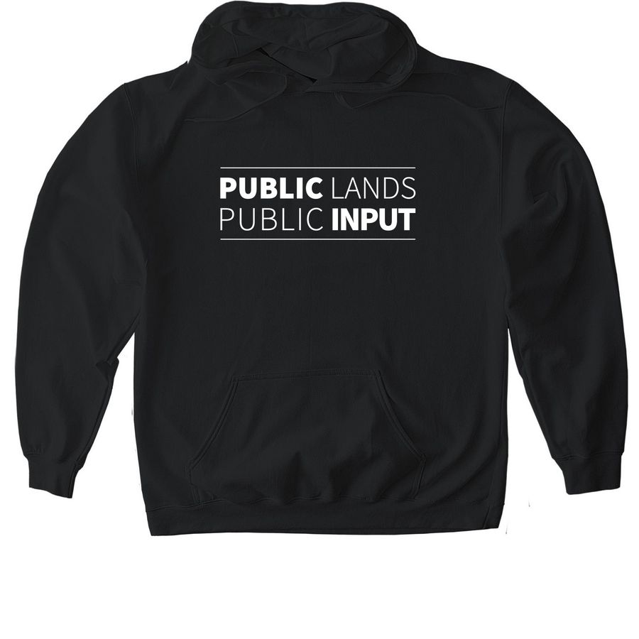 Public Lands - Public Input, a Black Gildan Softstyle Pullover Hoodie