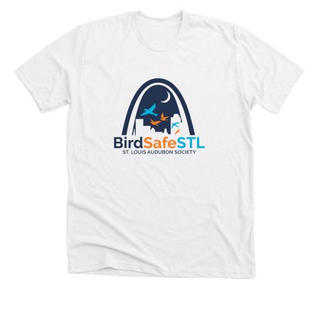 BirdSafeSTL, a Solid White Blend Premium Unisex Tee