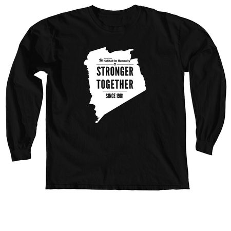 STRONGER TOGETHER, a Black Comfort Colors Long Sleeve Tee