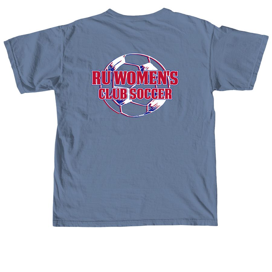 Radford Women's Club Soccer Apparel, a Blue Jean Comfort Colors Unisex Tee (back-view)