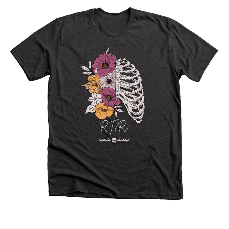 Floral Ribs Tee, a Dark Grey Heather Premium Unisex Tee