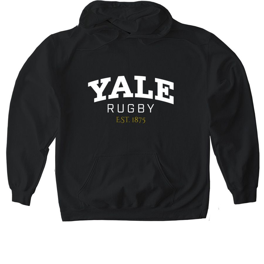 Yale Rugby Est 1875, a Black Gildan Softstyle Pullover Hoodie