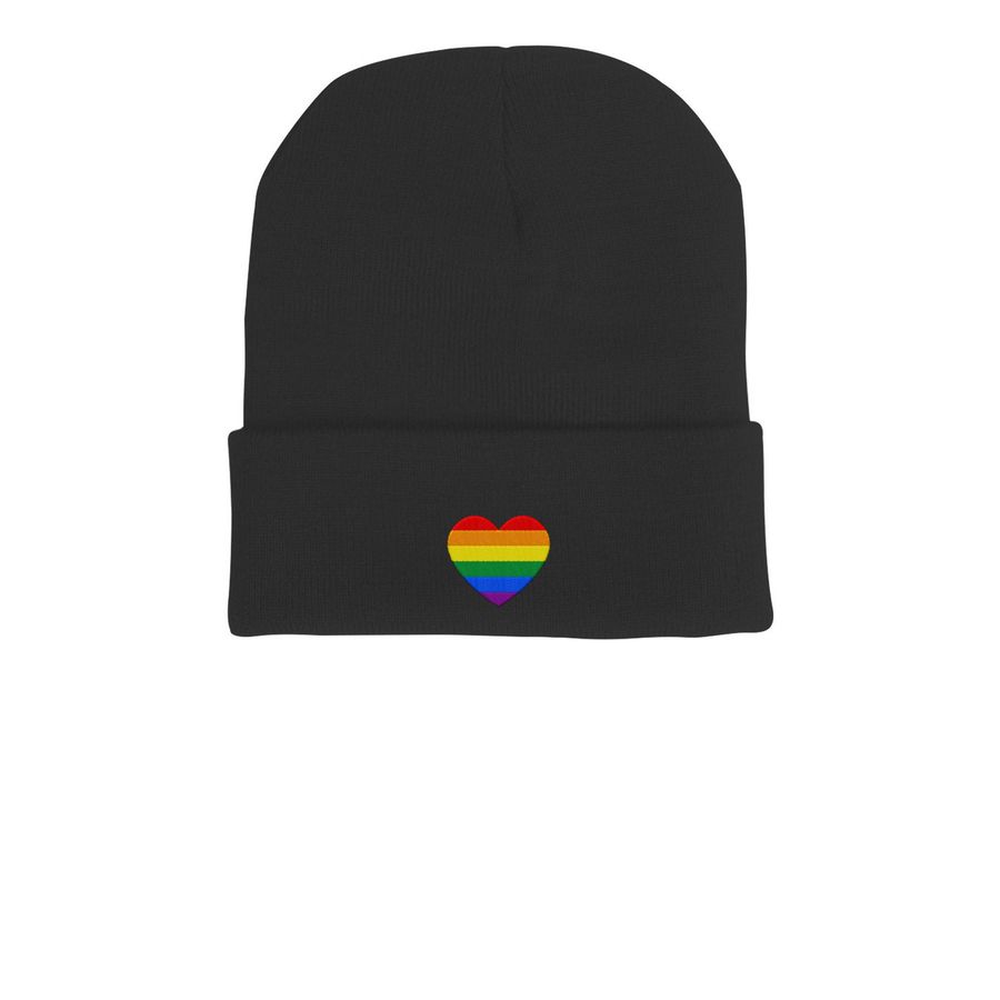 Heart Beanie, a Black Cuffed Beanie