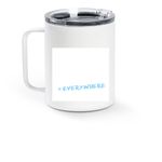 Stainless Steel Travel Mug blue +Everywhere, a White Stainless Steel Travel Mug (back-view)
