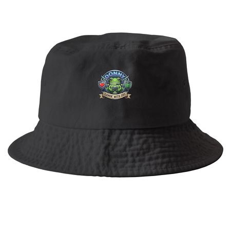 Gamin' With Donny Hat, a Black Printed Bucket Hat