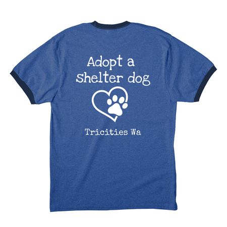 All the Dogs, a Heather Royal/ Navy Cotton Ringer Tee (back-view)