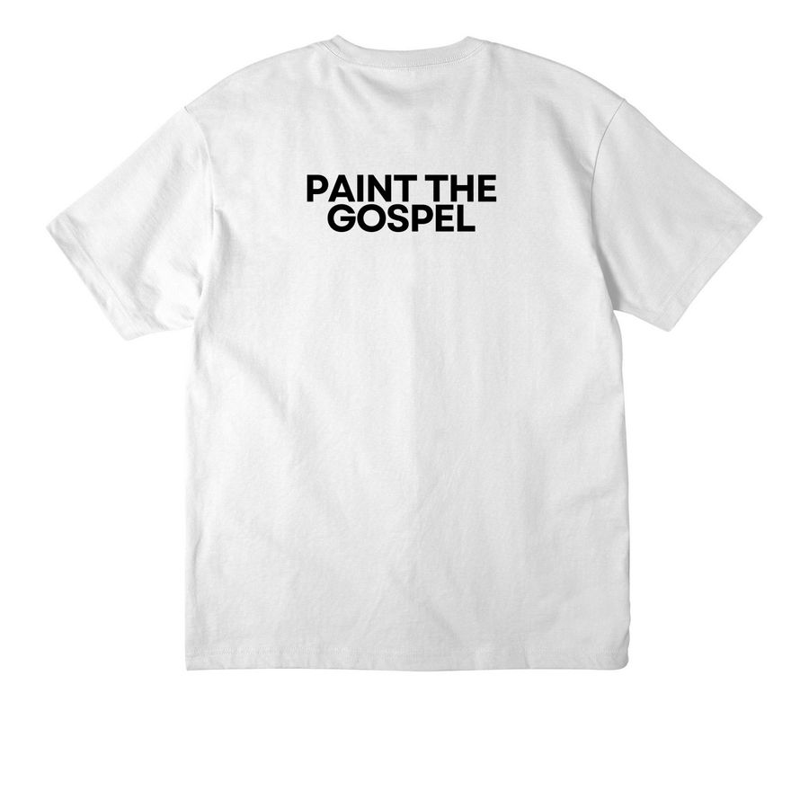 Paint the Gospel, a White Unisex Heavyweight Tee (back-view)