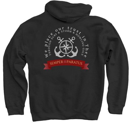 We place our trust in Thee, a Black Pullover Hoodie