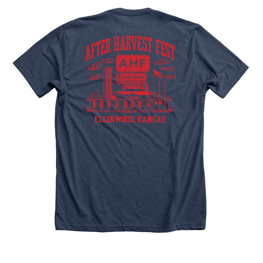 AHF Social Club Front & Back Print&nbsp;, a Heather Navy Premium Unisex Tee