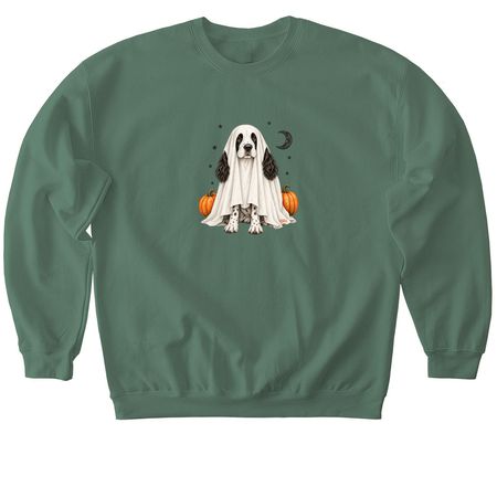 Little Ghost Springer, a Military Green Softstyle Crewneck Sweatshirt