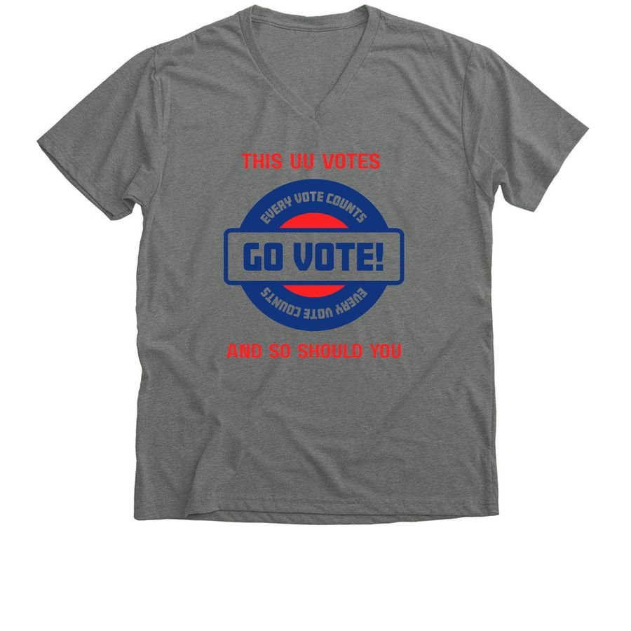GO VOTE, a Deep Heather Premium V-Neck Tee