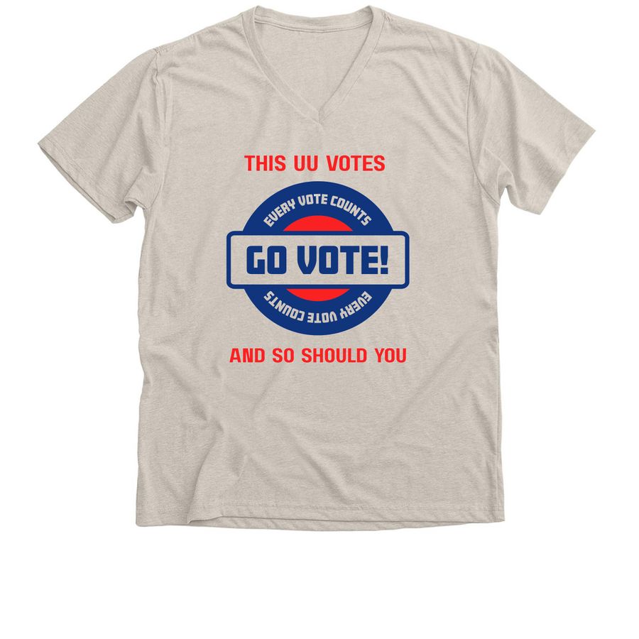 GO VOTE, a Heather Dust Premium V-Neck Tee