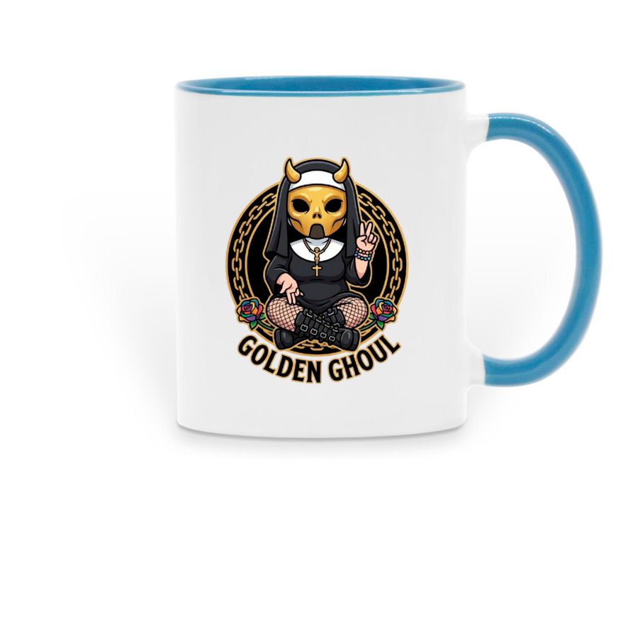 Golden Ghoul Cup, a Light Blue Two-Tone Ceramic Mug