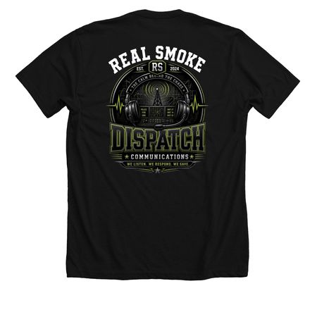 Real Smoke Dispatch&nbsp;, a Solid Black Blend Premium Unisex Tee (back-view)