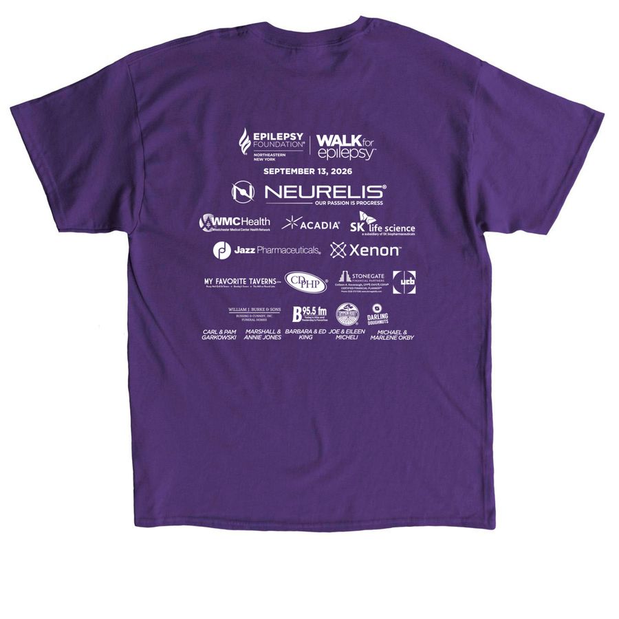 Official 2026 Walk for Epilepsy Gear, a Purple Classic Unisex Tee (back-view)